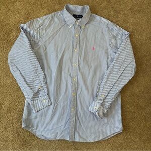 SOLD Ralph Lauren Navy and White Striped Button-Down Shirt